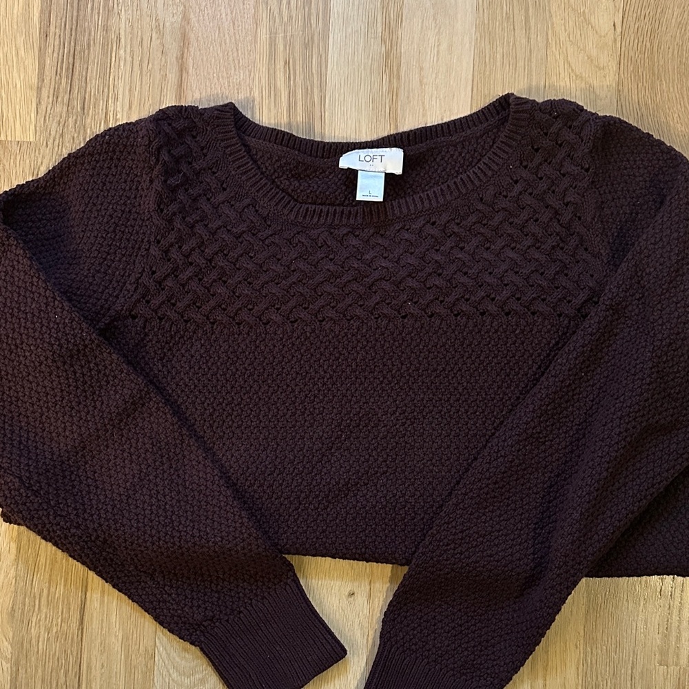 LOFT Women's Dark maroon Crew Neck Sweater